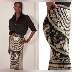 Ralph Lauren Collection Purple Label Embroidered Raffia Silk Dress Pencil Skirt